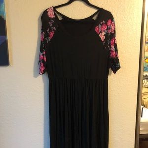 Torrid Floral baseball sleeve jersey skater dress